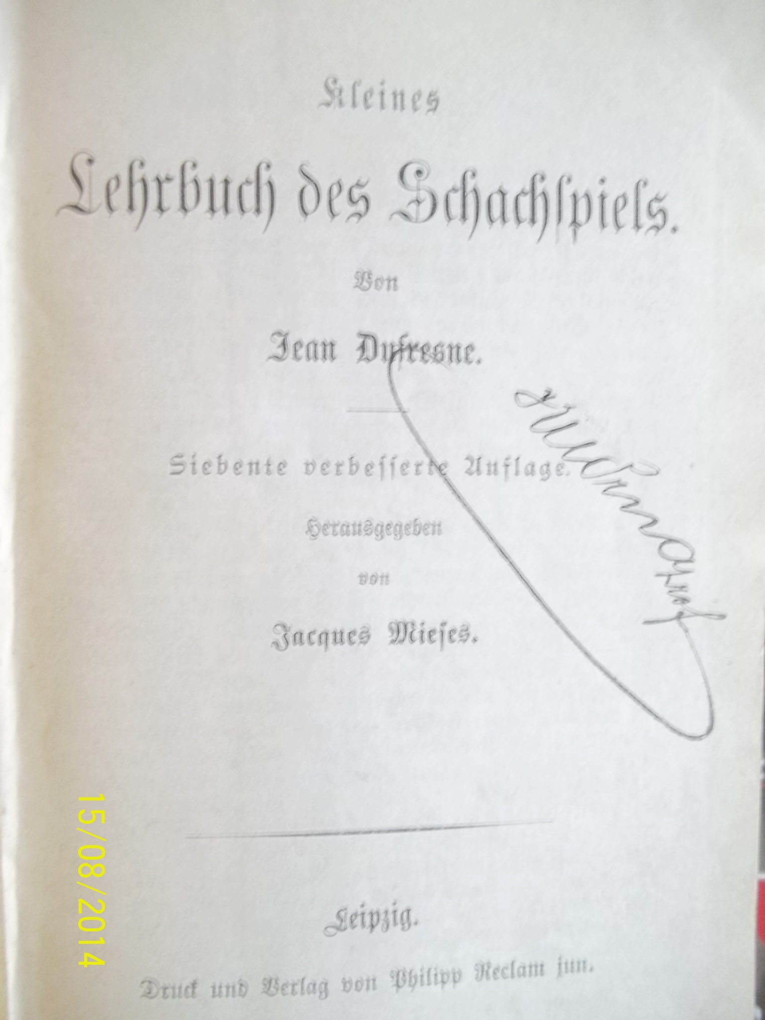 zobrazit detail knihy Dufresne, Jean: Kleines Lehrbuch des Schachspiels