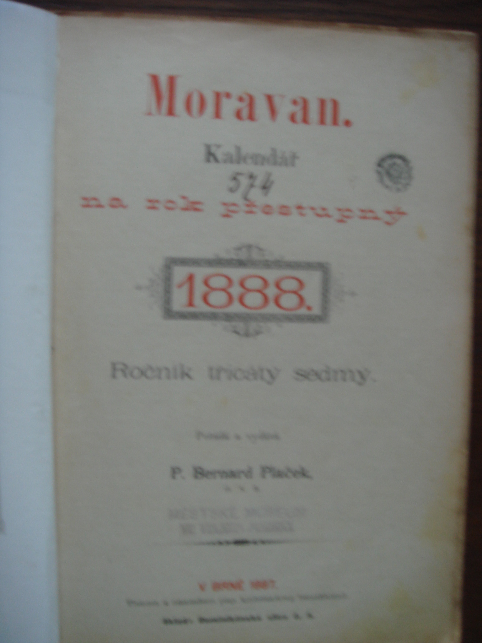 zobrazit detail knihy Moravan - Kalendář na rok přestupný 1888