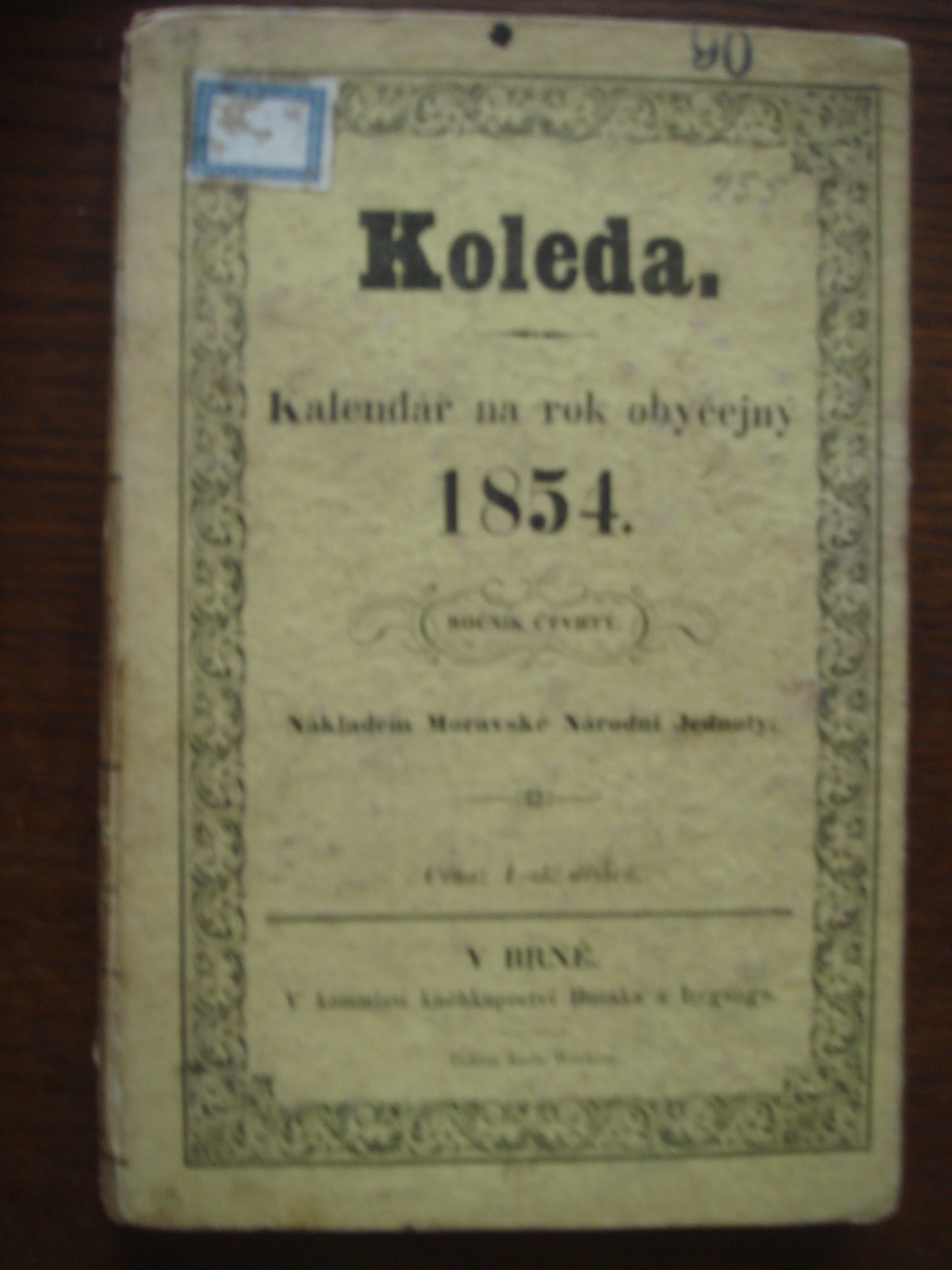 zobrazit detail knihy Koleda. Kalendář na rok 1854